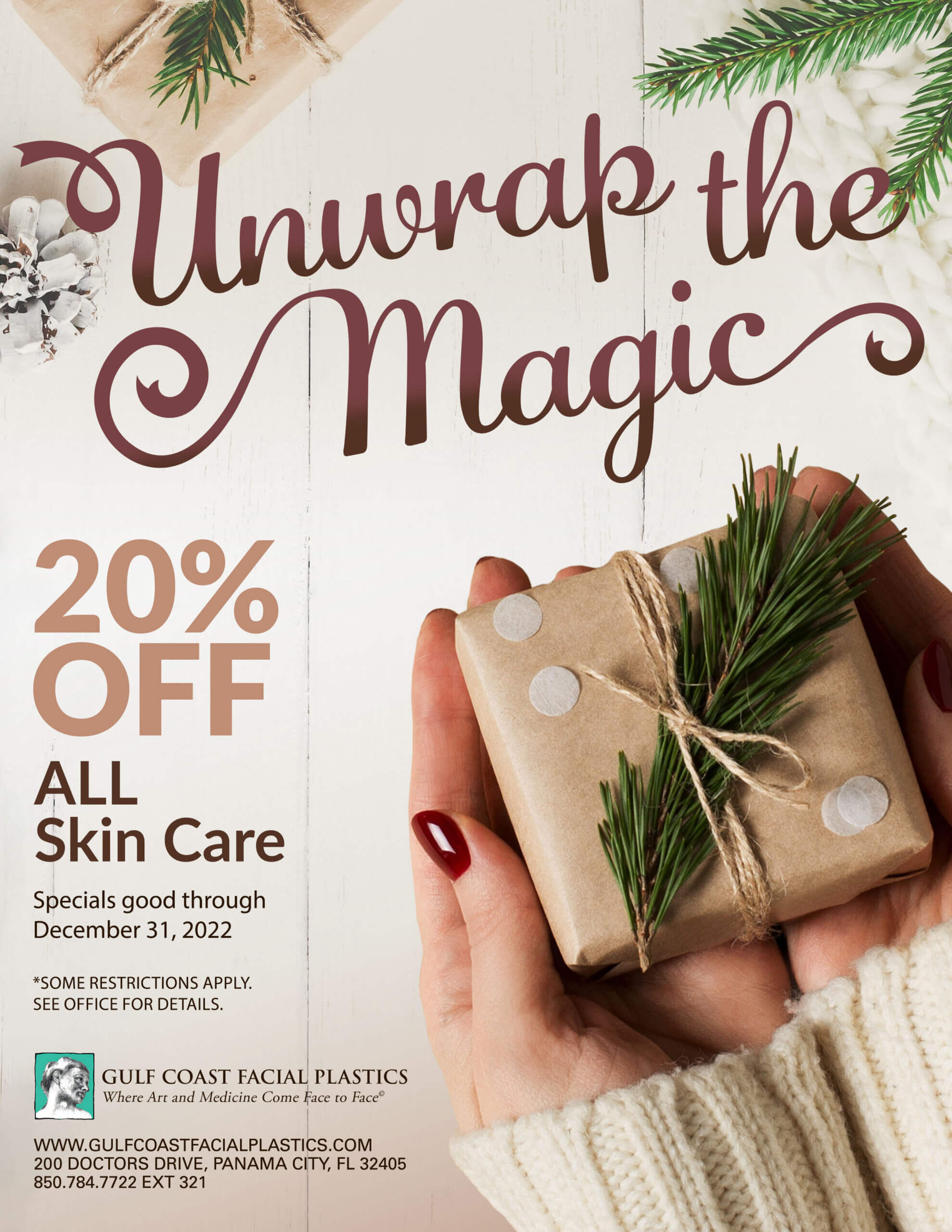 Unwrap the magic with 20% OFF All Skin Care through the month of December.